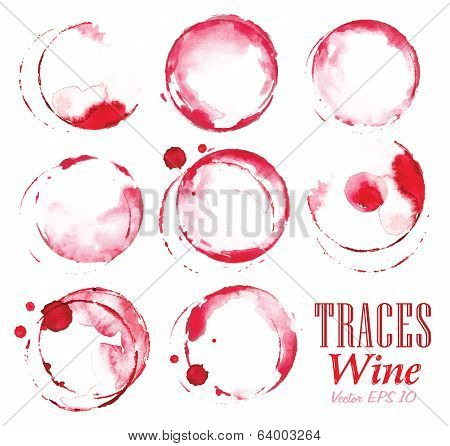 Set traces red wine marks