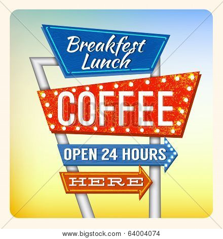 Retro Neon Sign Breakfest Coffee