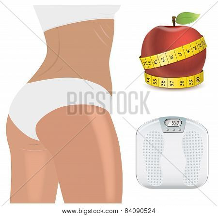 Vector flat set of fitness woman. Flat illustration of fitness elements.