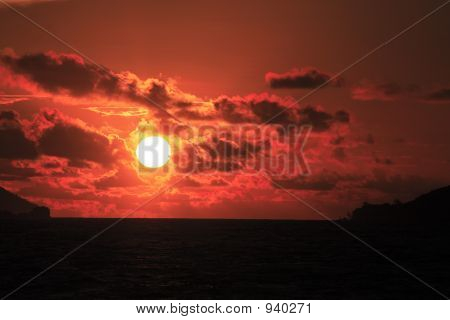 Sunset On The Sea In Praslin