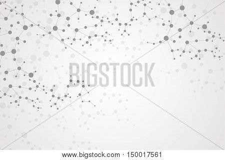 Structure molecule and communication Dna, atom, neurons. Science concept for your design. Connected lines with dots. Medical, technology, chemistry, science background. Vector illustration