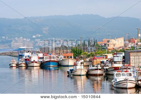 City Harbor With Boats In Chanakkale, Turkey