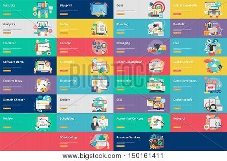 Creative Process Conceptual Design | Set of great banner flat design illustration concepts for business, creative idea, concept, marketing and much more.