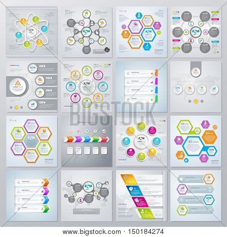 Collection of infographics elements in modern flat business style. Eps 10. Can be used for diagram, banner, number options, workflow layout, step up options, web design etc.