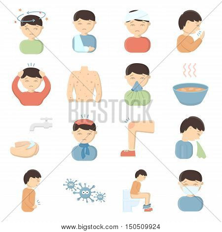 Sick icons set. Vector collection of disease and sick people icons. Bad health or hard sick symbol. Unique design of pain, healthcare and sick icons - stock vector