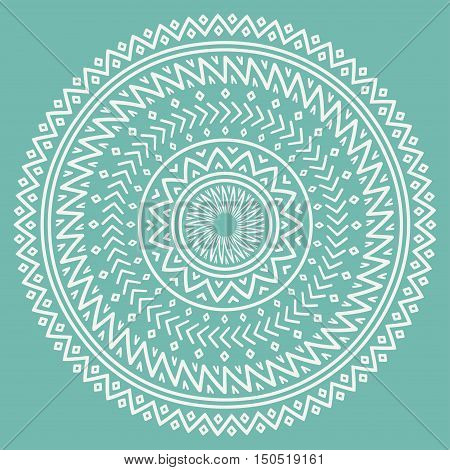 Ethnic mandala. Tribal hand drawn line geometric seamless pattern. Border. Doodles. Native vector illustration. Background. African mexican indian oriental ornament. Henna tattoo style. Circle