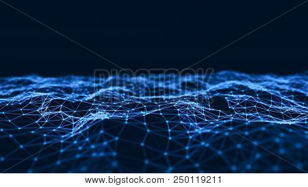 Abstract Technology Background. Network Connection Structure. Science Background. Big Data Digital B