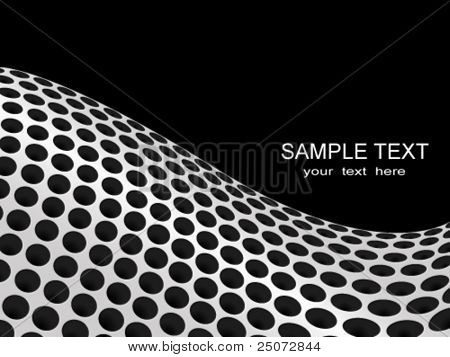 Abstract vector background of perforated metal plate forming a wave.