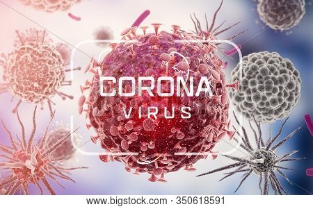 Corona Virus. Virus Cells Or Bacteria Molecule. Flu, View Of A Virus Under A Microscope, Infectious 