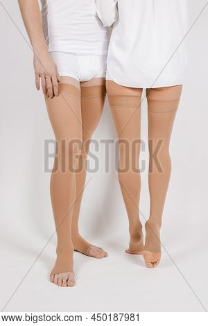 Compression Hosiery For Man And Women. Medical Compression Stockings And Tights For Varicose Veins A