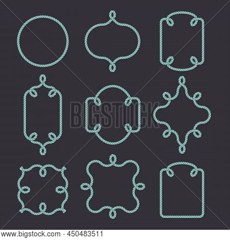 Vintage Designed Rope Borders Set. Collection Of Nautical Vector Frames. Decorative Elements For You