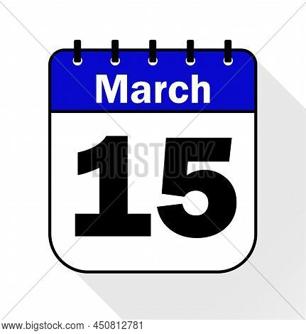 March Day 15 Blue - Calendar Icon - Vector Illustration