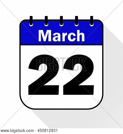 March Day 22 Blue - Calendar Icon - Vector Illustration