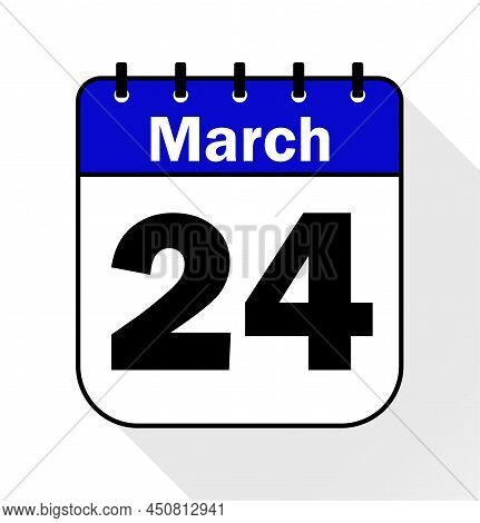 March Day 24 Blue - Calendar Icon - Vector Illustration