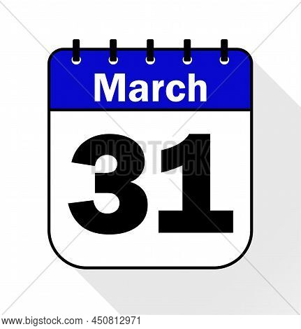 March Day 31 Blue - Calendar Icon - Vector Illustration