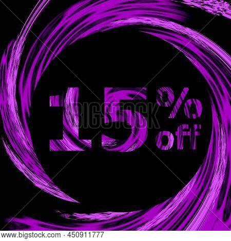 15% Off Modern And Luxury Rock Tag. Discount And Promotions Banner. 15 Percent Offer And Sale