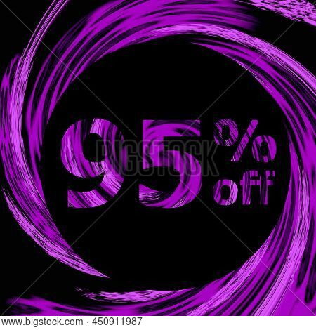 95% Off Modern And Luxury Rock Tag. Discount And Promotions Banner. 95 Percent Offer And Sale