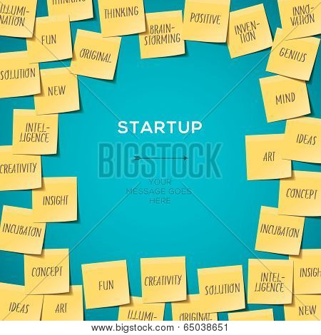 Start Up concept template with post it notes