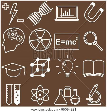 Science and Education Flat Line Icons. Vector illustration