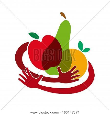 Vector sign Greengrocer. Slow food concept, abstract shapes