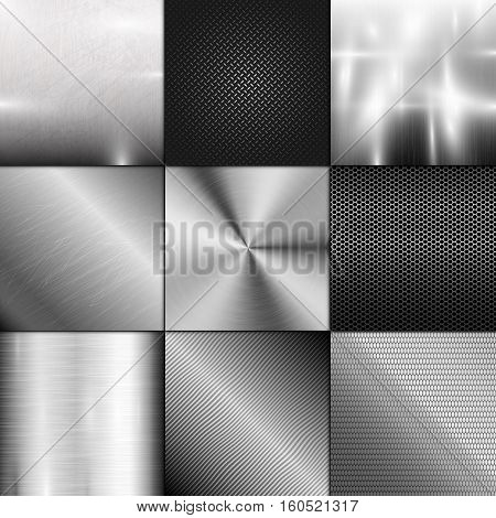 Metal texture background vector. Abstract polished brushed pattern. Silver shiny metallic surface. Industry gray design aluminium panel backdrop.