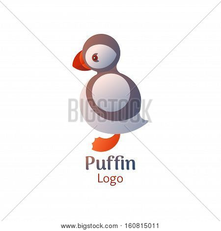 Puffin bird logo. Vector icon on white isolated background.