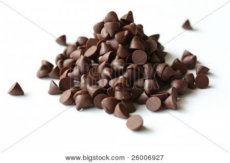 Chocolate Chips on White Background