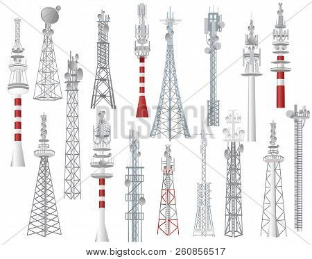 Radio Tower Vector Towered Communication Technology Antenna Construction In City With Network Wirele