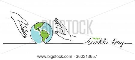 Happy Earth Day Vector Background. Simple Planet And Hands. Minimalist Web Banner, Earth Day Vector 