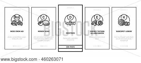 Vitamin Mineral Medical Complex Onboarding Mobile Vector. Healthy Vitamin C And A, Healthcare Extrac