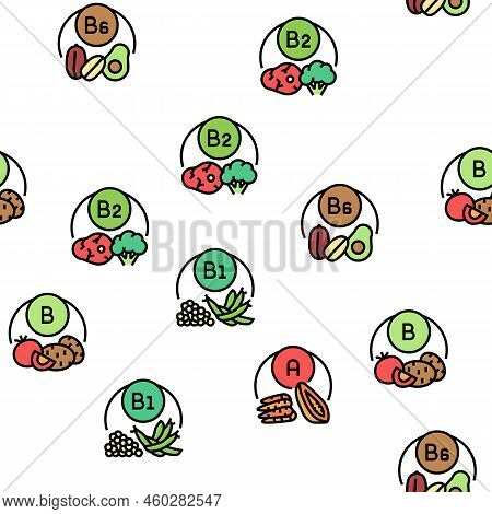 Vitamin Mineral Medical Complex Vector Seamless Pattern Thin Line Illustration