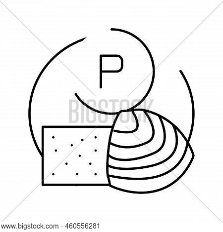 P Vitamin Line Icon Vector. P Vitamin Sign. Isolated Contour Symbol Black Illustration