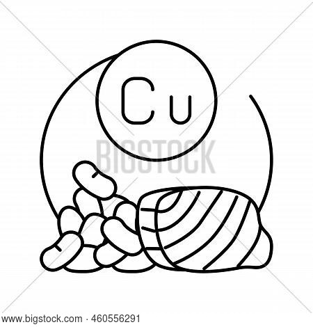 Cu Healthy Vitamin Line Icon Vector. Cu Healthy Vitamin Sign. Isolated Contour Symbol Black Illustra