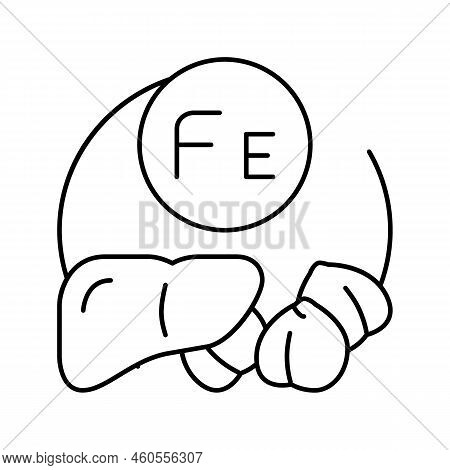 Fe Vitamin Line Icon Vector. Fe Vitamin Sign. Isolated Contour Symbol Black Illustration