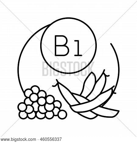 B1 Vitamin Line Icon Vector. B1 Vitamin Sign. Isolated Contour Symbol Black Illustration