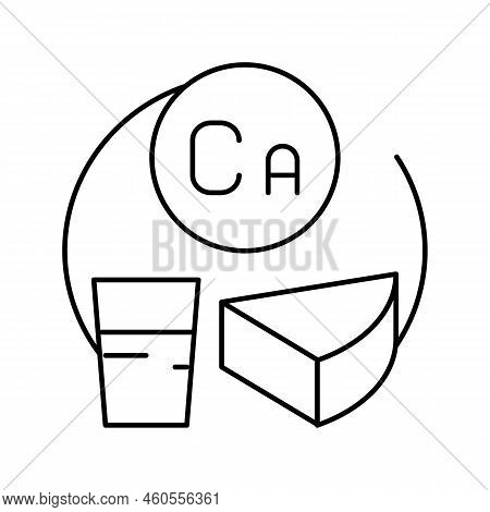 Ca Vitamin In Dairy Food Line Icon Vector. Ca Vitamin In Dairy Food Sign. Isolated Contour Symbol Bl