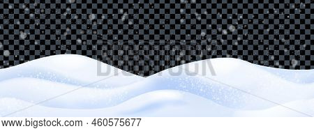 Winter Snow Ground, Vector Snowdrift Mound, Ice Layer Transparent Background, Frozen Seamless Border