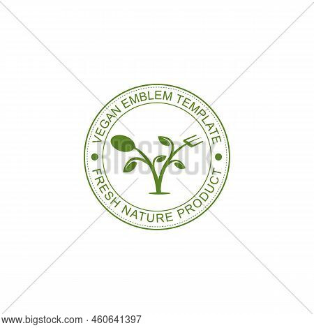 Vegan Friendly Food Icon Badge Design. Vegan Vector Illustration Symbol Stock Vector. Bio Food Logo.