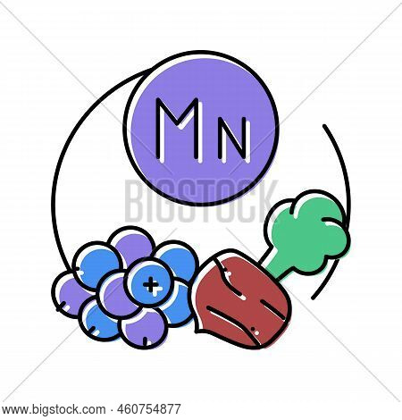 Mn Vitamin Color Icon Vector. Mn Vitamin Sign. Isolated Symbol Illustration