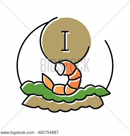 I Seafood Vitamin Color Icon Vector. I Seafood Vitamin Sign. Isolated Symbol Illustration