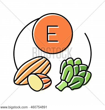 E Vitamin Color Icon Vector. E Vitamin Sign. Isolated Symbol Illustration