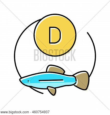 D Vitamin Fish Color Icon Vector. D Vitamin Fish Sign. Isolated Symbol Illustration