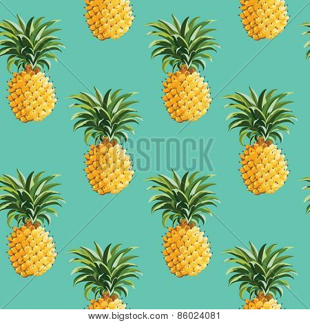 Tropical Pineapples Background - Seamless Pattern - in vector