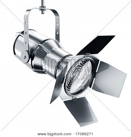 3d rendering of a chrome spotlight on a white background