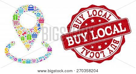 Trading Collage Of Buy Local Marker Mosaic And Grunge Stamp Seal. Mosaic Buy Local Marker Collage Is