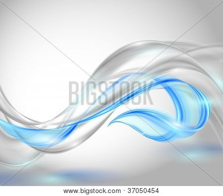 Abstract gray waving background with blue element