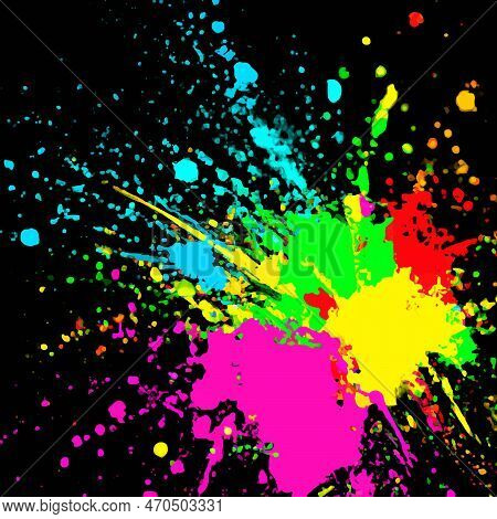 Abstract Color Splash And Explosion Vector Illustration. Color Splash Background For Holi Festival