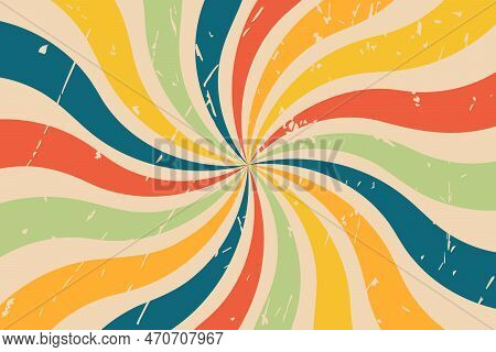 Retro Background 1970s. Pattern Groovy Trippy. Vintage Texture. Seventies Style, Groovy Abstract Psy