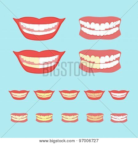 Whitening teeth vector illustration isolated on blue background