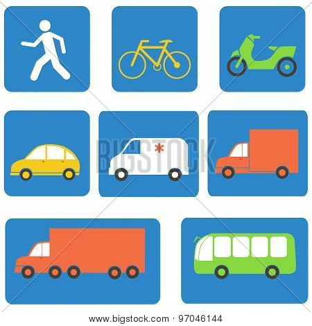 Transportation icons design elements. Vector illustration